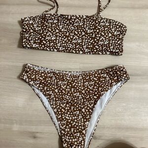 Brown Floral Bikini Set